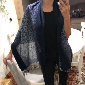 Blue & White Cheetah Scarf / Wrap